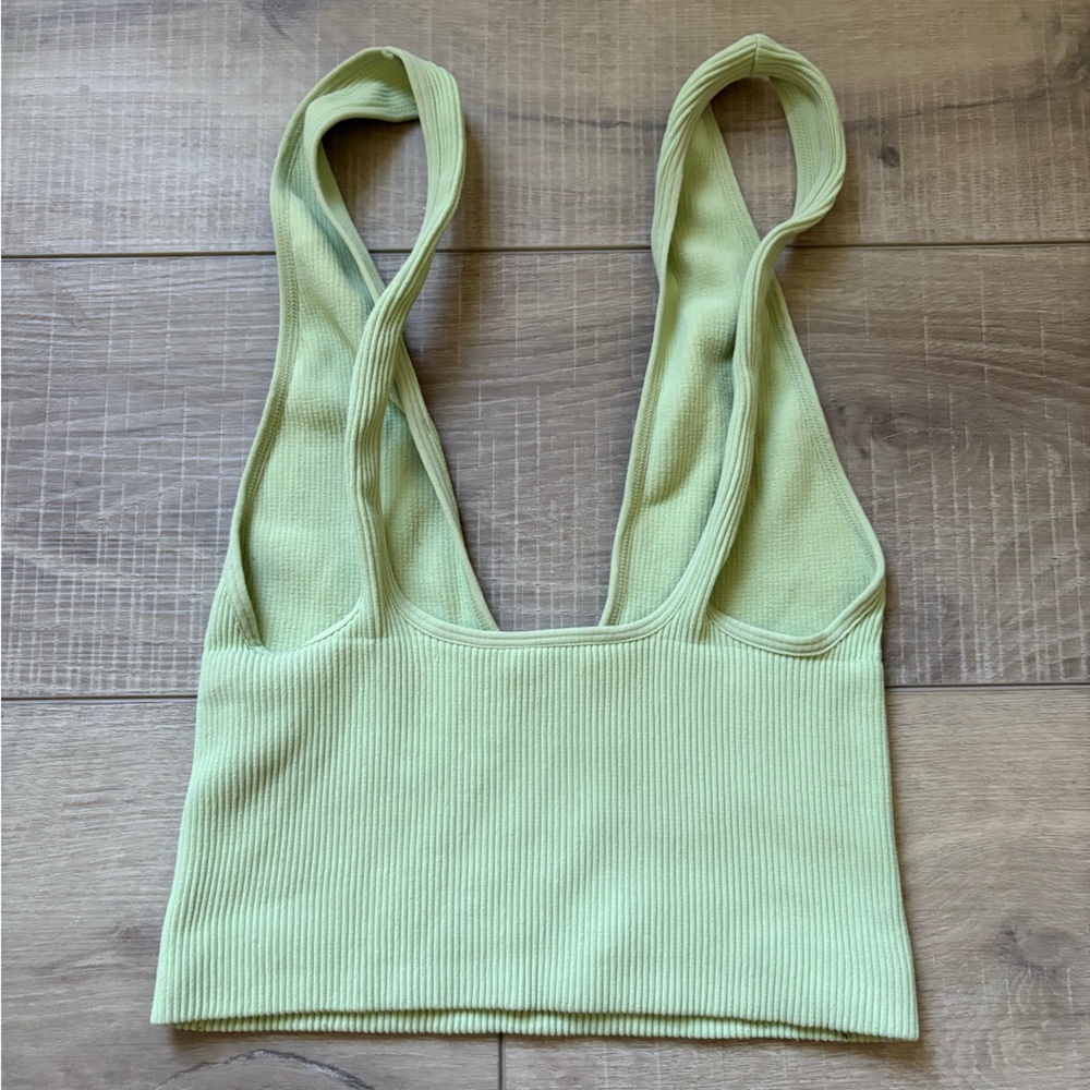 Intimately Free People Deep V-Neck Mint Green Ribbed Brami Tank - Picture 5 of 5